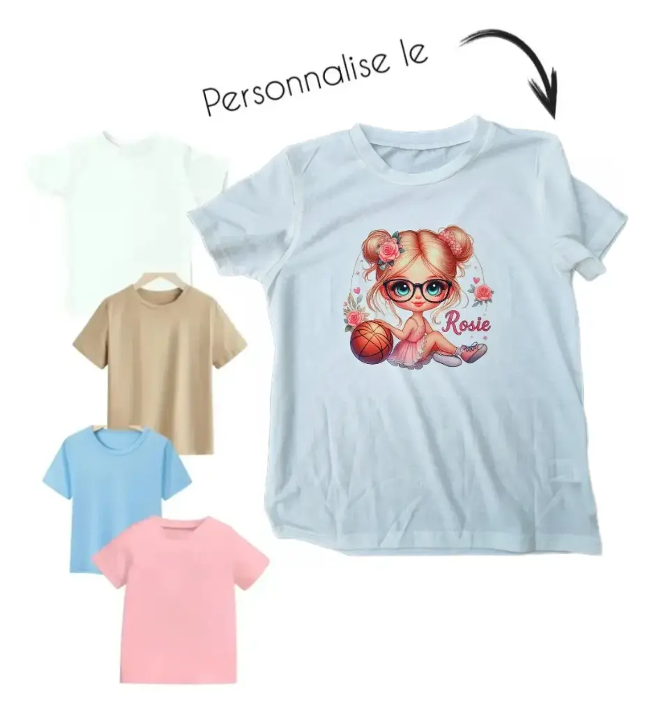 T shirt personnalisé enfant fille (Blanc, 3-4 ans)
