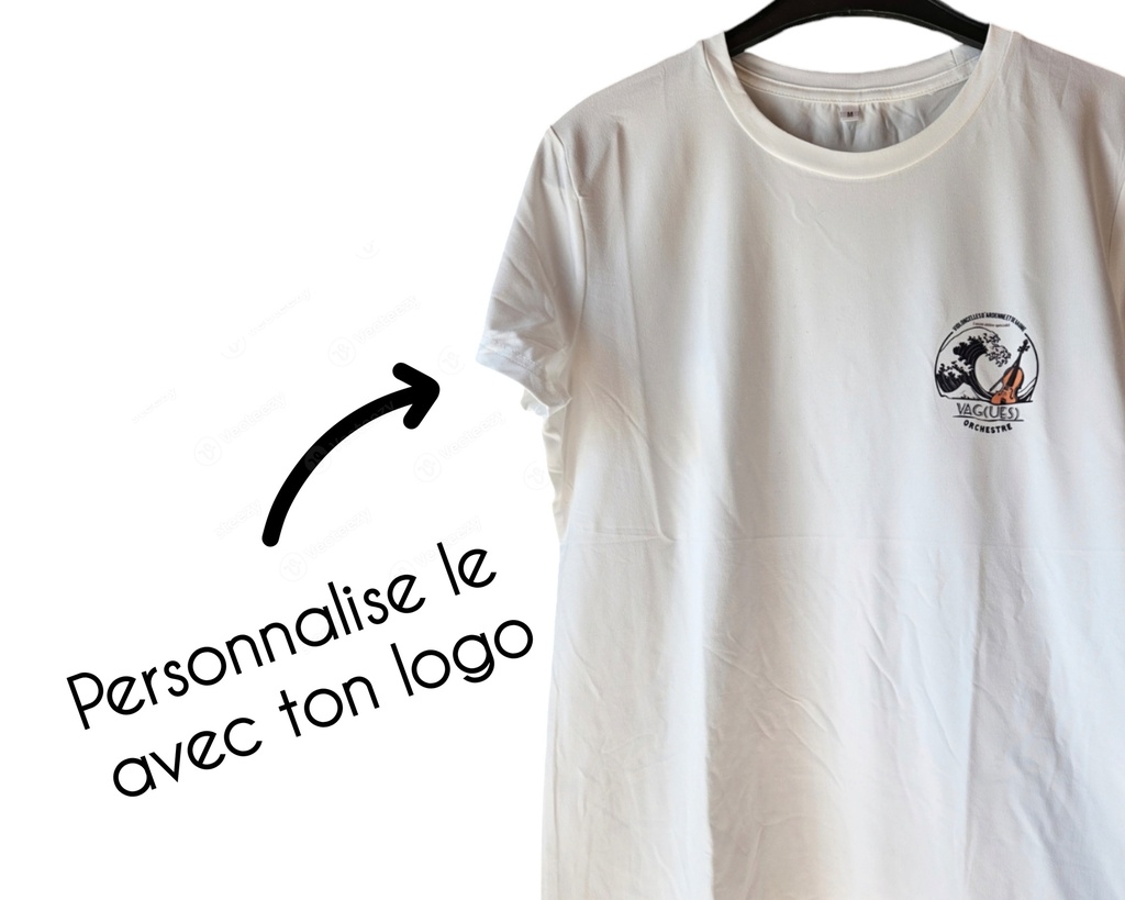 T-shirt personnalisé Logo (Blanc, Homme, Col V, XS)
