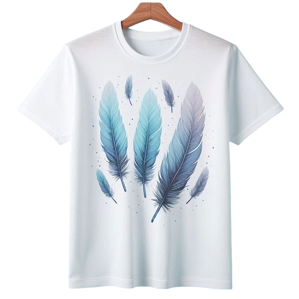 T-shirt femme "Plumes bleues" (XS)