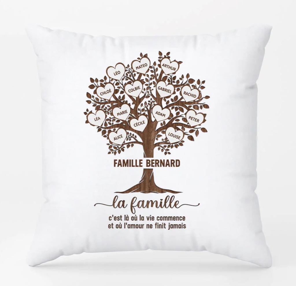 Taie oreiller personnalisée "Arbre famille"
