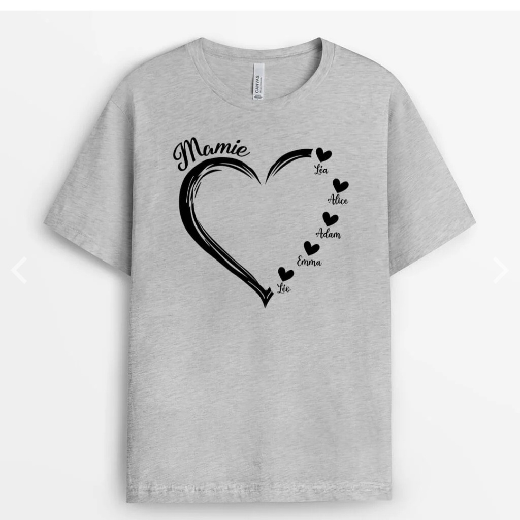 T-shirt personnalisé "Mamie & maman" gris
