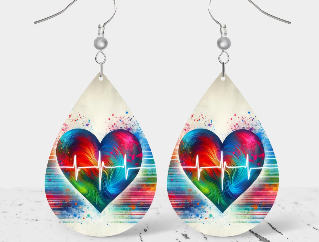 Boucles d'oreilles "Coeur multicolore"