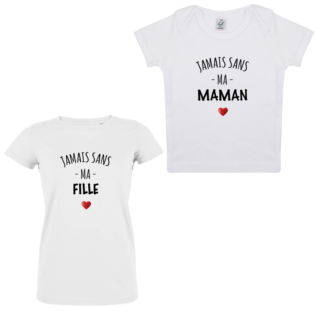 T-shirt mère/fille (Blanc, XS, XS)