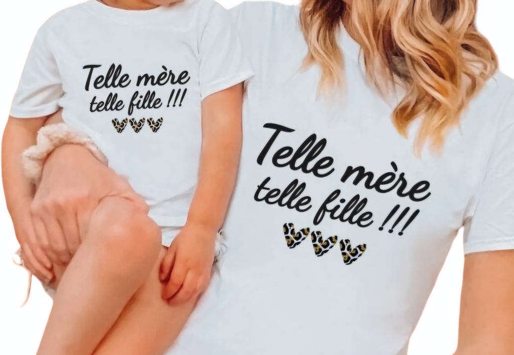 T-shirt mère/fille "Telle mère, telle fille " (Blanc, XS, XS)