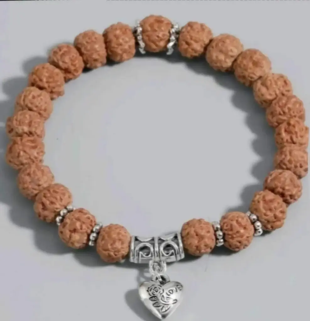 Bracelet "Porte bonheur & protection" graine rudraksha (S (17cm), Avec pendentif)