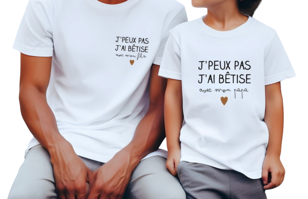 T-shirt père/fils (Blanc, S, S)