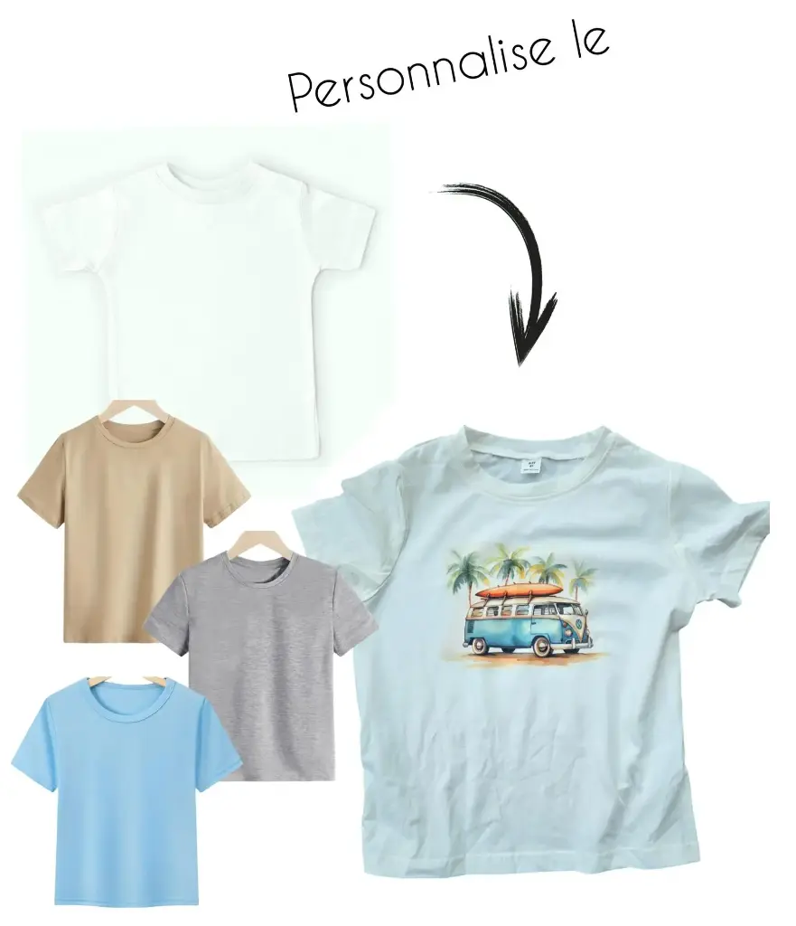 T shirt personnalisé enfant Garçon (Blanc, 4-5 ans)