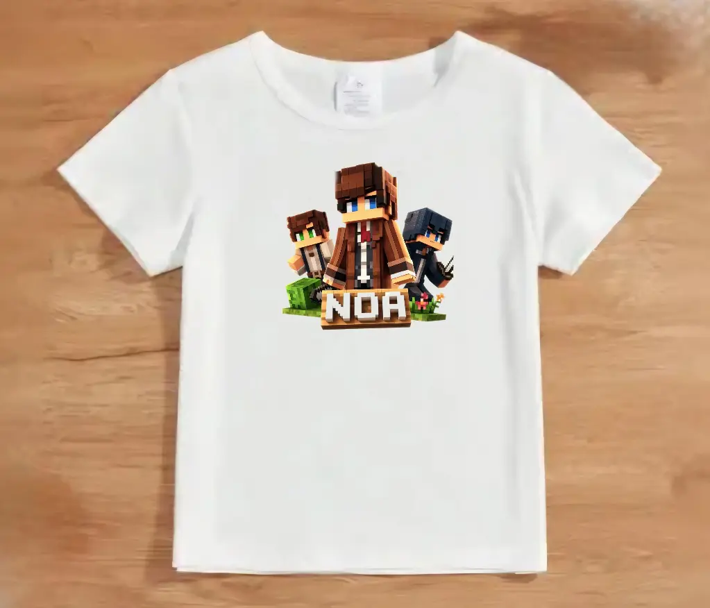 T-shirt personnalisé spécial Minecraft – avec prénom et personnage unique ! (2-3 ans)