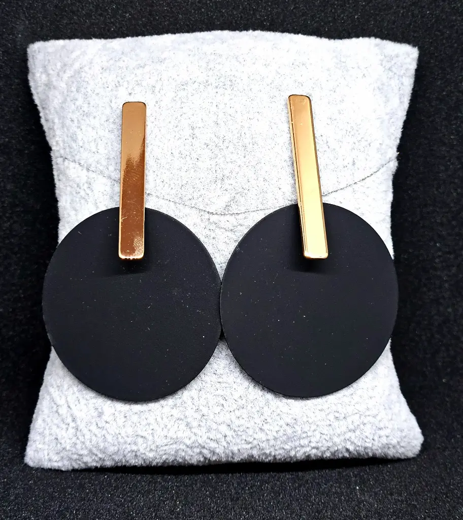 Boucles d'oreilles inox et noire (noir)