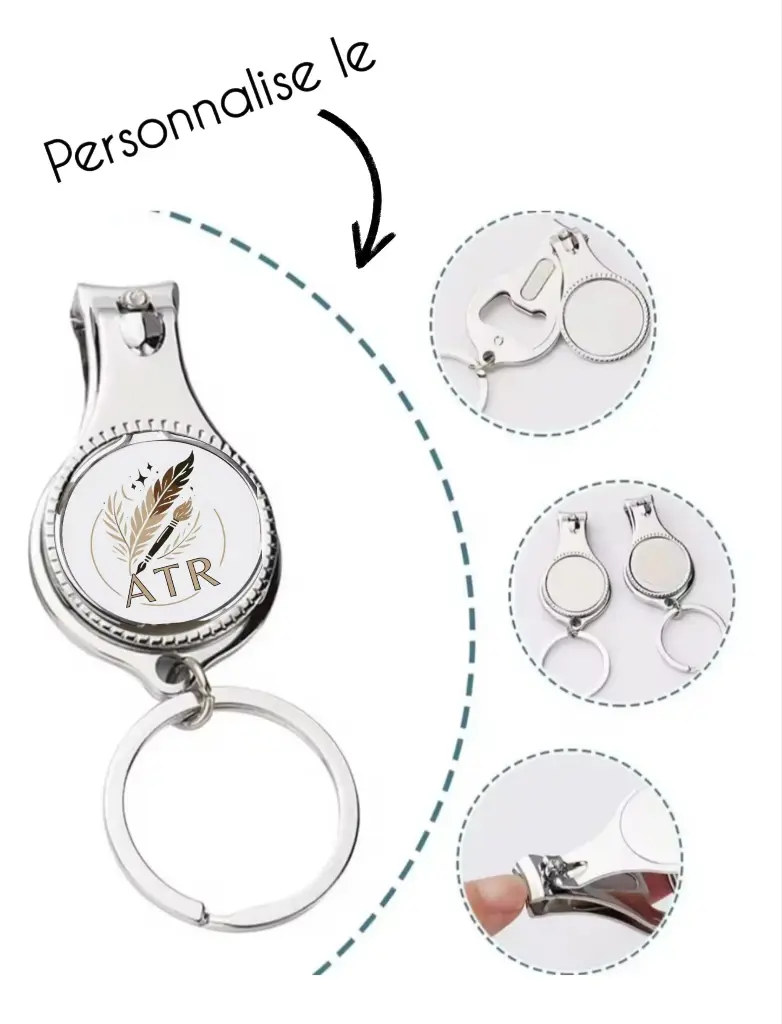 Porte-clé coupe-ongles et ouvre-bouteille