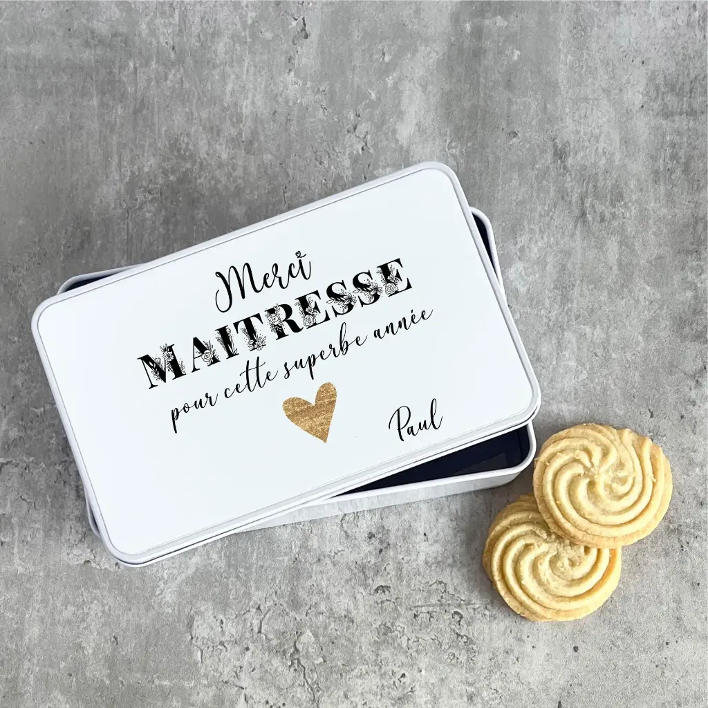 Boite en métal "Merci maitresse"