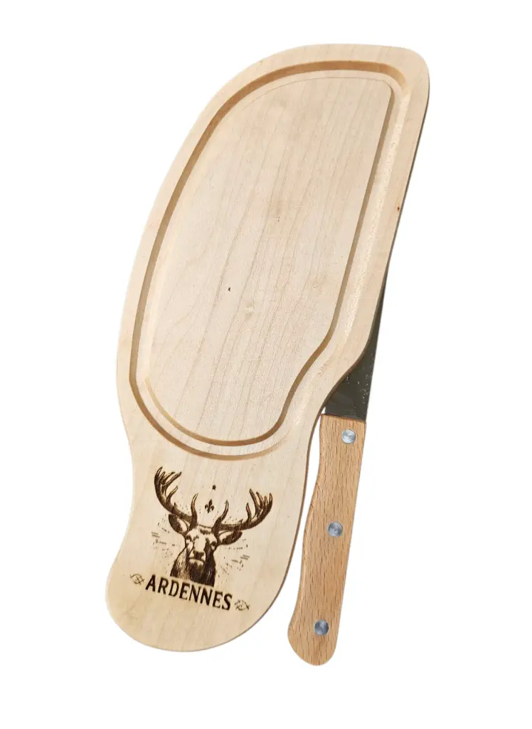 Planche à saucisson avec couteau personnalisée