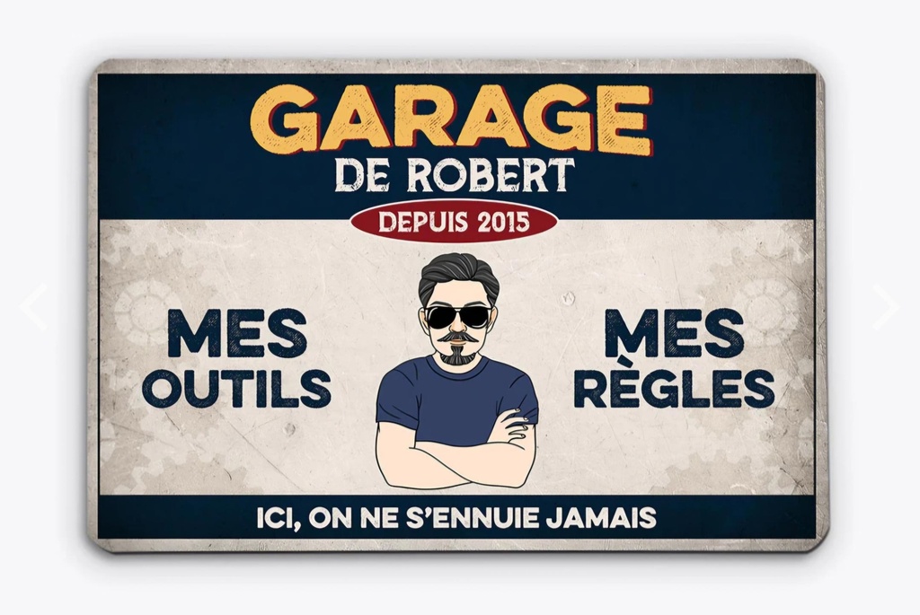 Plaque métal personnalisée "Garage" (sans percage)