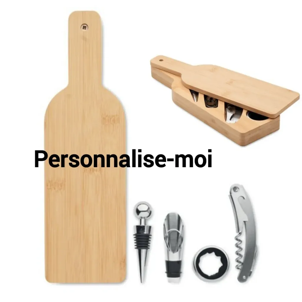 Coffret à vin en bambou gravé