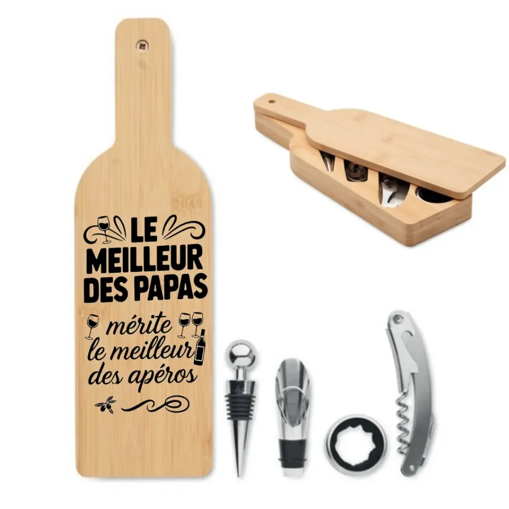 Coffret à vin en bambou- Le meilleur des papas