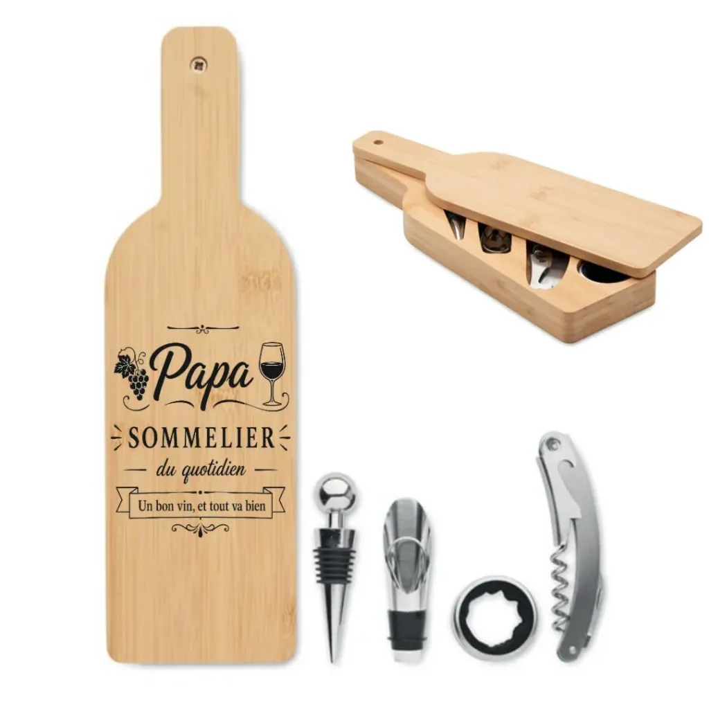 Coffret à vin en bambou-Papa sommelier