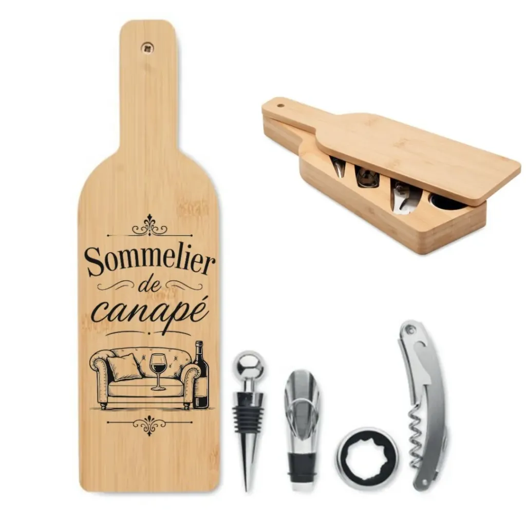 Coffret à vin en bambou-Sommelier de canapé