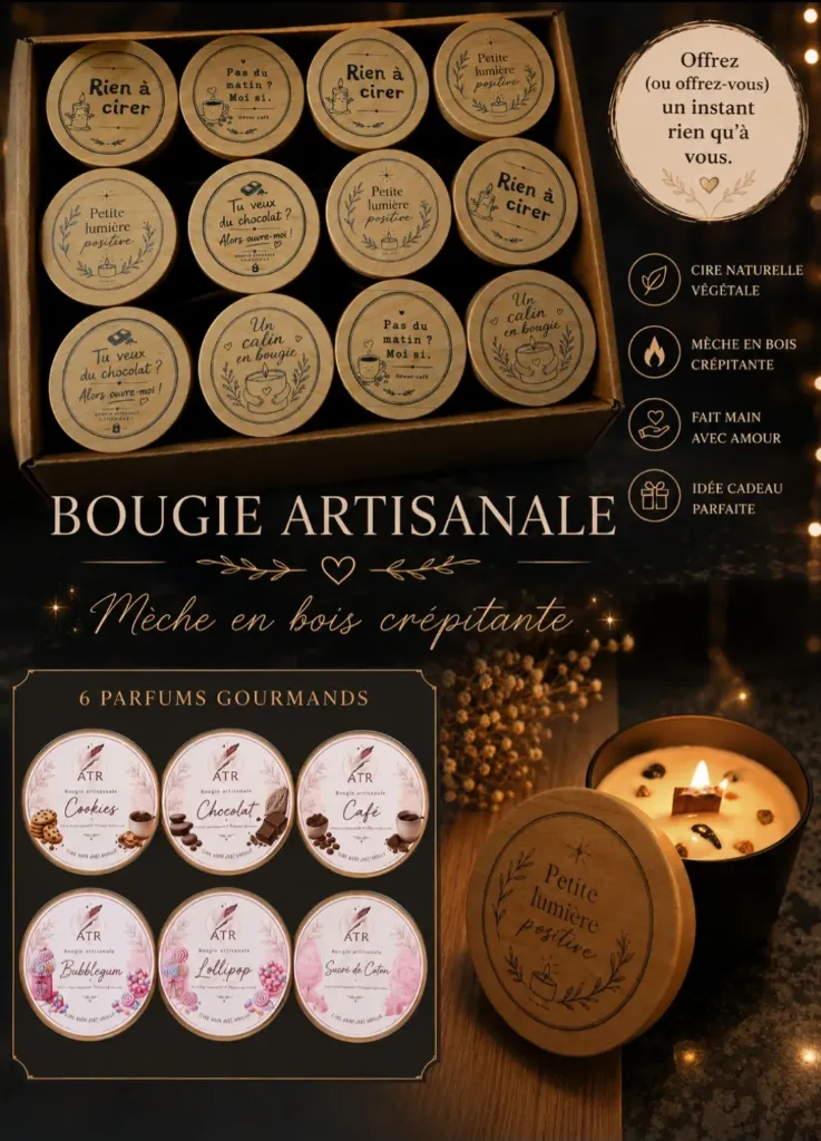 Bougies Artisanales Originales – Messages & Parfums Gourmands