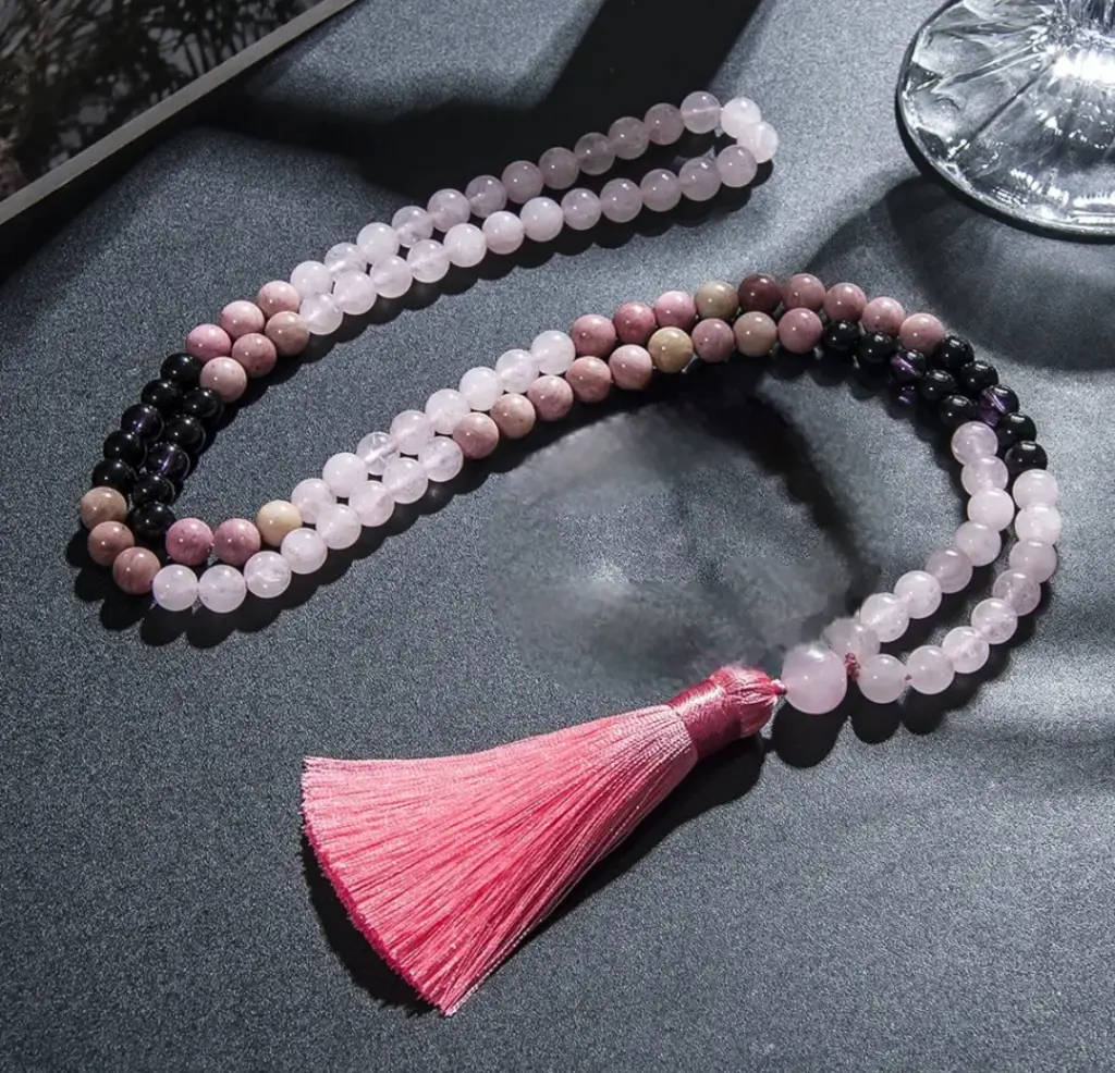 Mala rhodonite & quartz rose (Quartz rose)