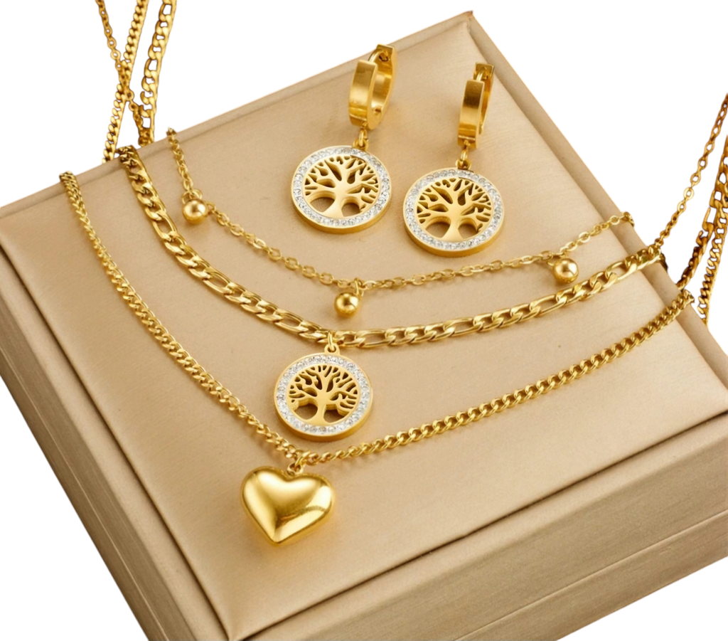 Ensemble collier & boucles d'oreilles assortis