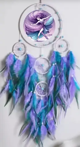 Attrape rêve mauve et bleu