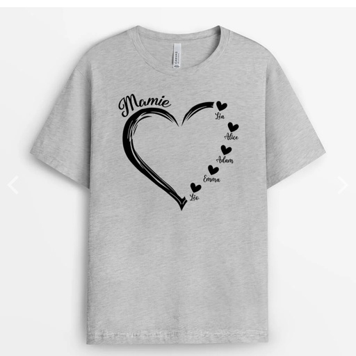 T-shirt personnalisé "Mamie & maman" gris