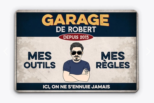 Plaque métal personnalisée "Garage"