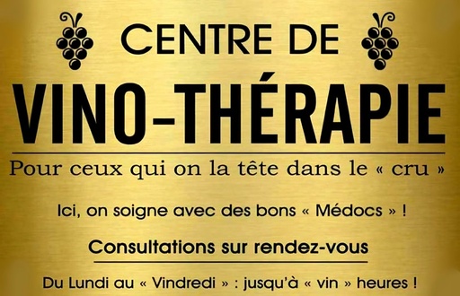 Plaque métal "Vinothérapie"