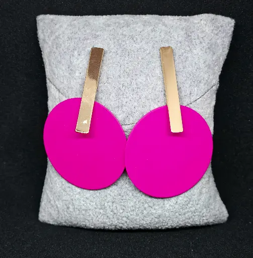 Boucles d'oreilles en acier inoxydable fushia